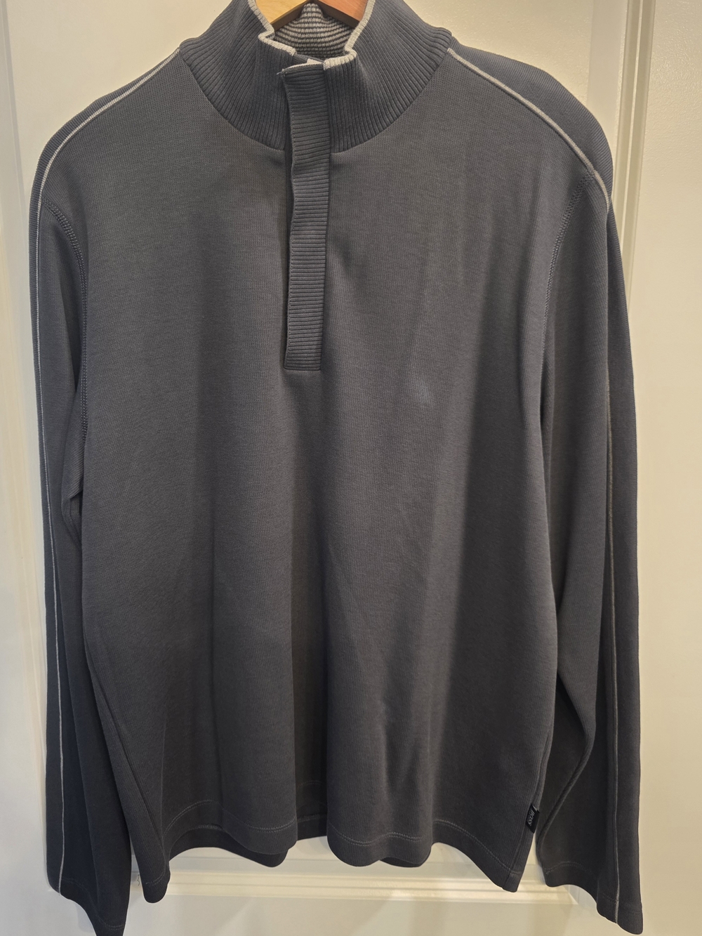 HUGO BOSS Men’s Snap-Neck Pullover Sweater - Charcoal Gray - Size Large